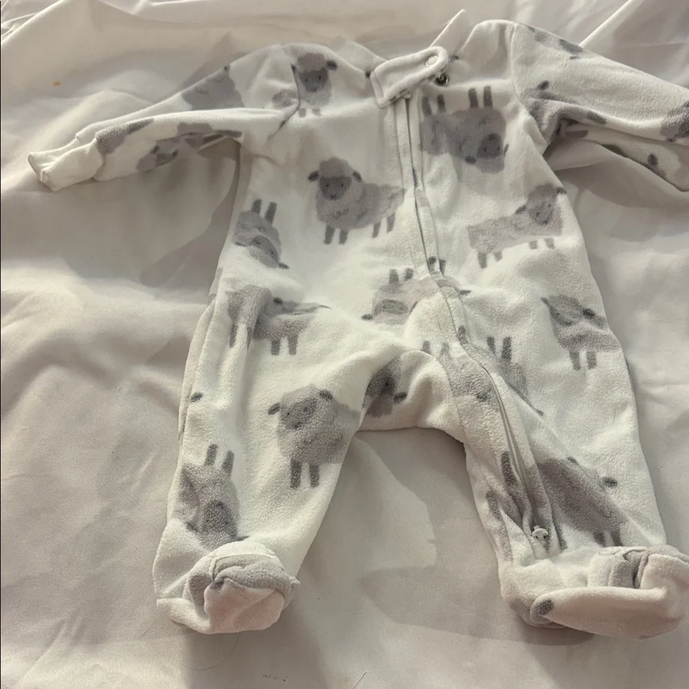 Cozy Sheep Print Kids Fleece One Piece Newborn